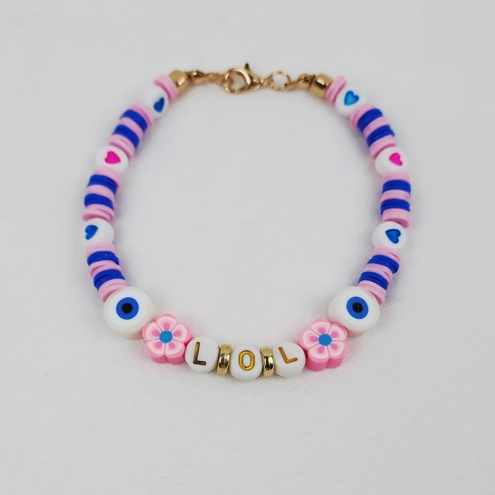 Handmade LOL Heart and Flower Bracelet